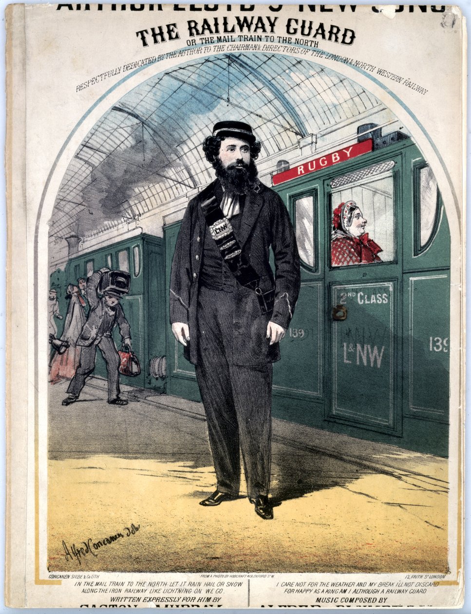 The Railway Guard, capa da partitura de uma canção vitoriana popular de C. Plowman, 1870 de Alfred Concanen