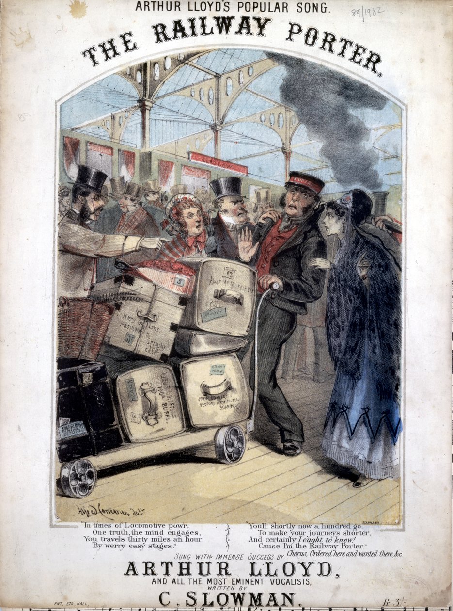 The Railway Porter, capa da partitura de uma canção vitoriana popular de C. Plowman, 1870 de Alfred Concanen