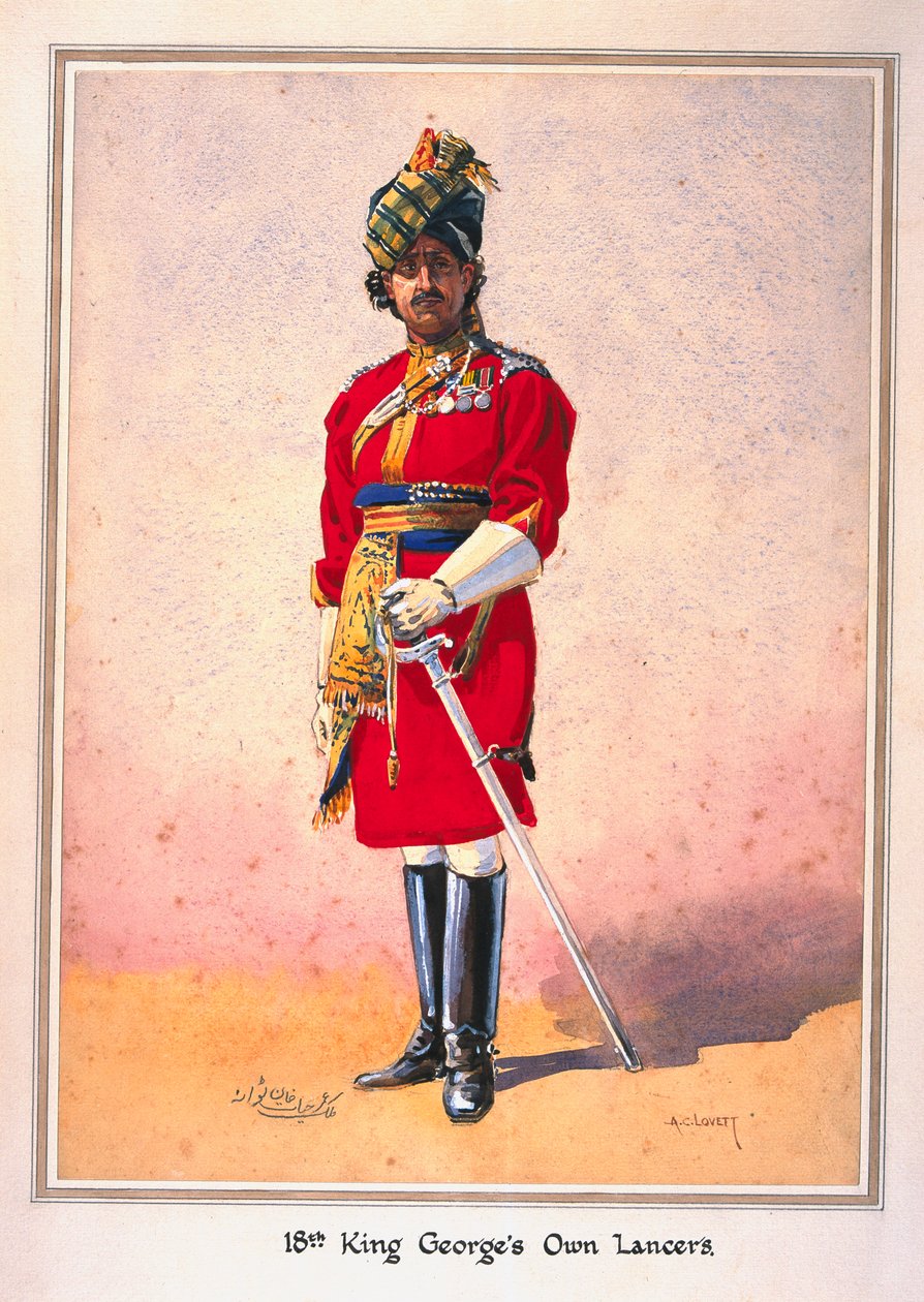 Tenente Hon Malik Umar Hayat Khan, CIE, Tiwana de ilustração de Ahahpur (Punjabi Musalman) para &39;Exércitos da Índia&39; por Major GF MacMunn, publicado em 1911, 1910 de Alfred Crowdy Lovett