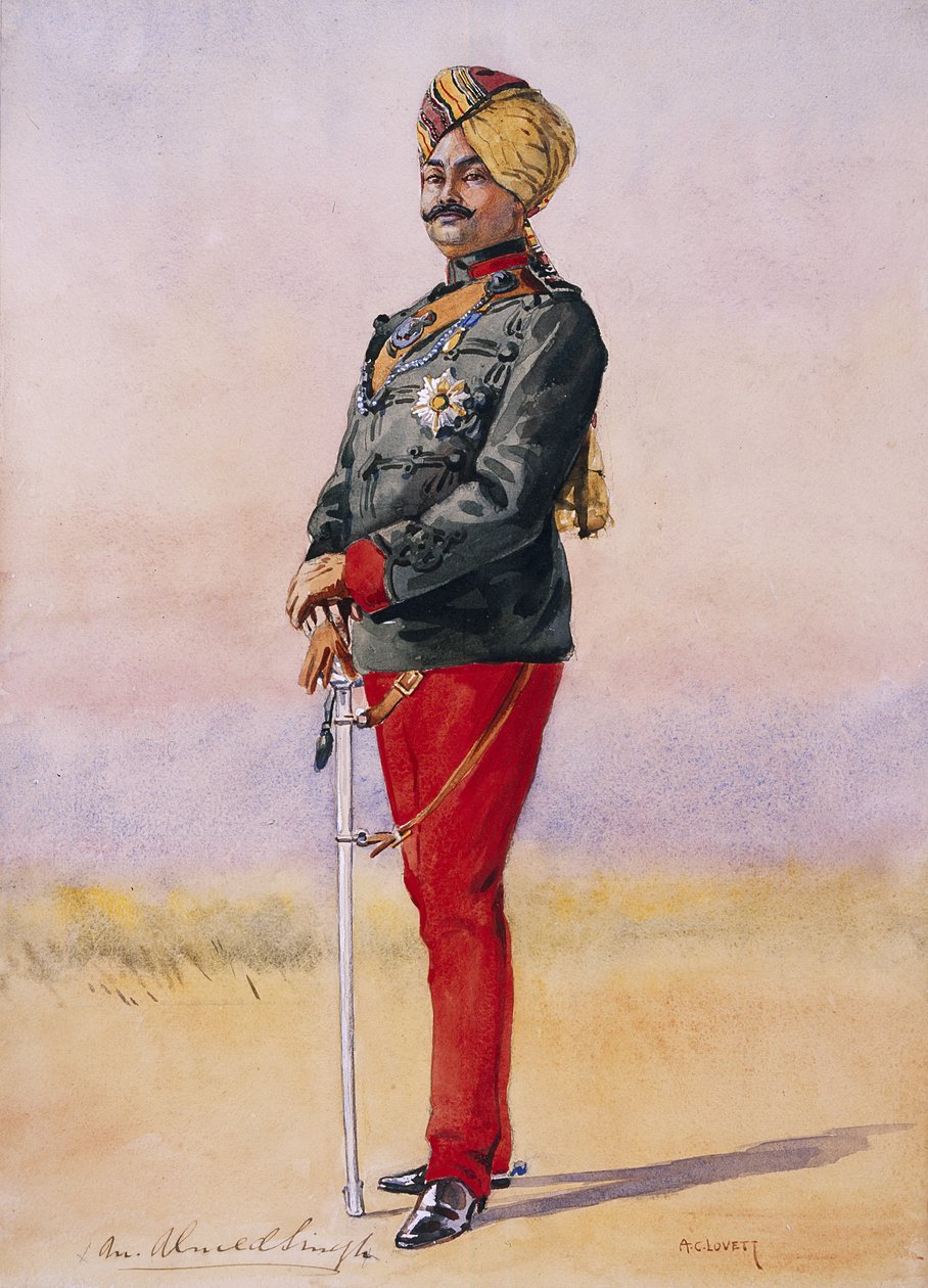 Honorary Major HH Umed Singh Bahadur, Maharao de Kota, ilustração para &39;Exércitos da Índia&39; pelo Major GF MacMunn, publicado em 1911, 1908 de Alfred Crowdy Lovett