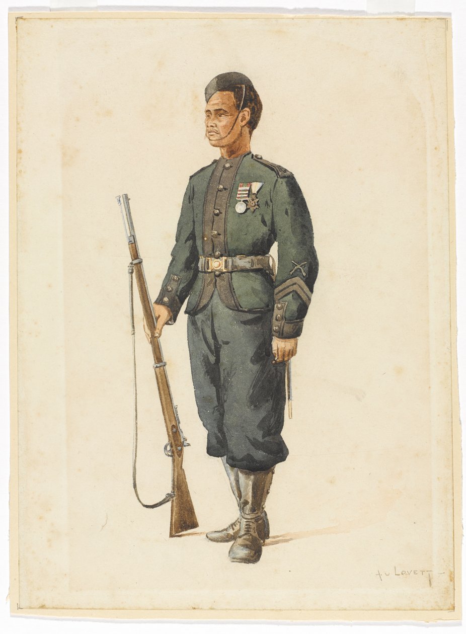 Rifleman do 4º Regimento Gurkha em ordem de perfuração de Alfred Crowdy Lovett