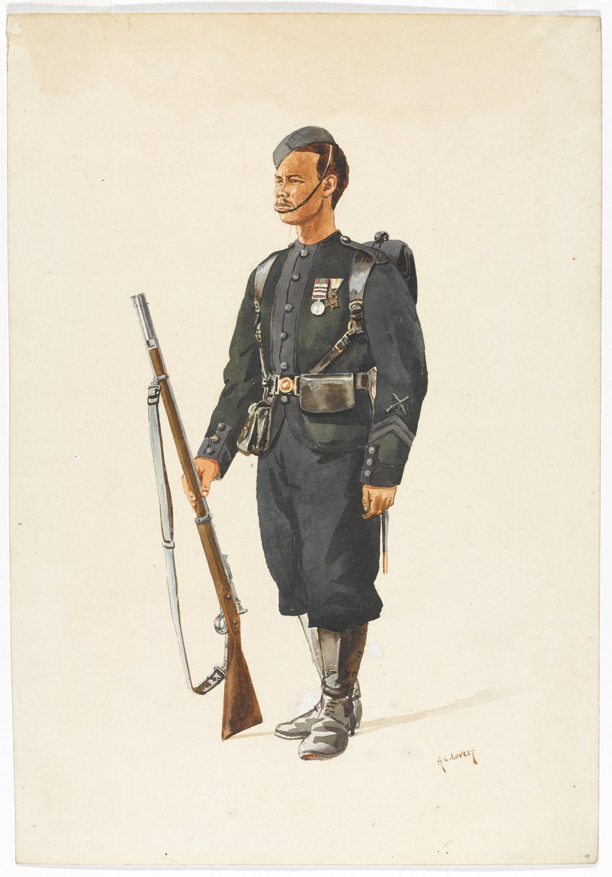 Rifleman do 4º Regimento Gurkha em ordem de marcha de Alfred Crowdy Lovett