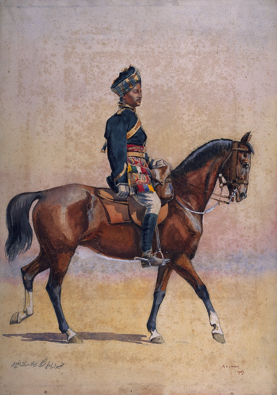 Soldado da 12ª Cavalaria, Jemadar, Dogra, ilustração para &39;Exércitos da Índia&39; pelo Major GF MacMunn, publicado em 1911, 1909 de Alfred Crowdy Lovett