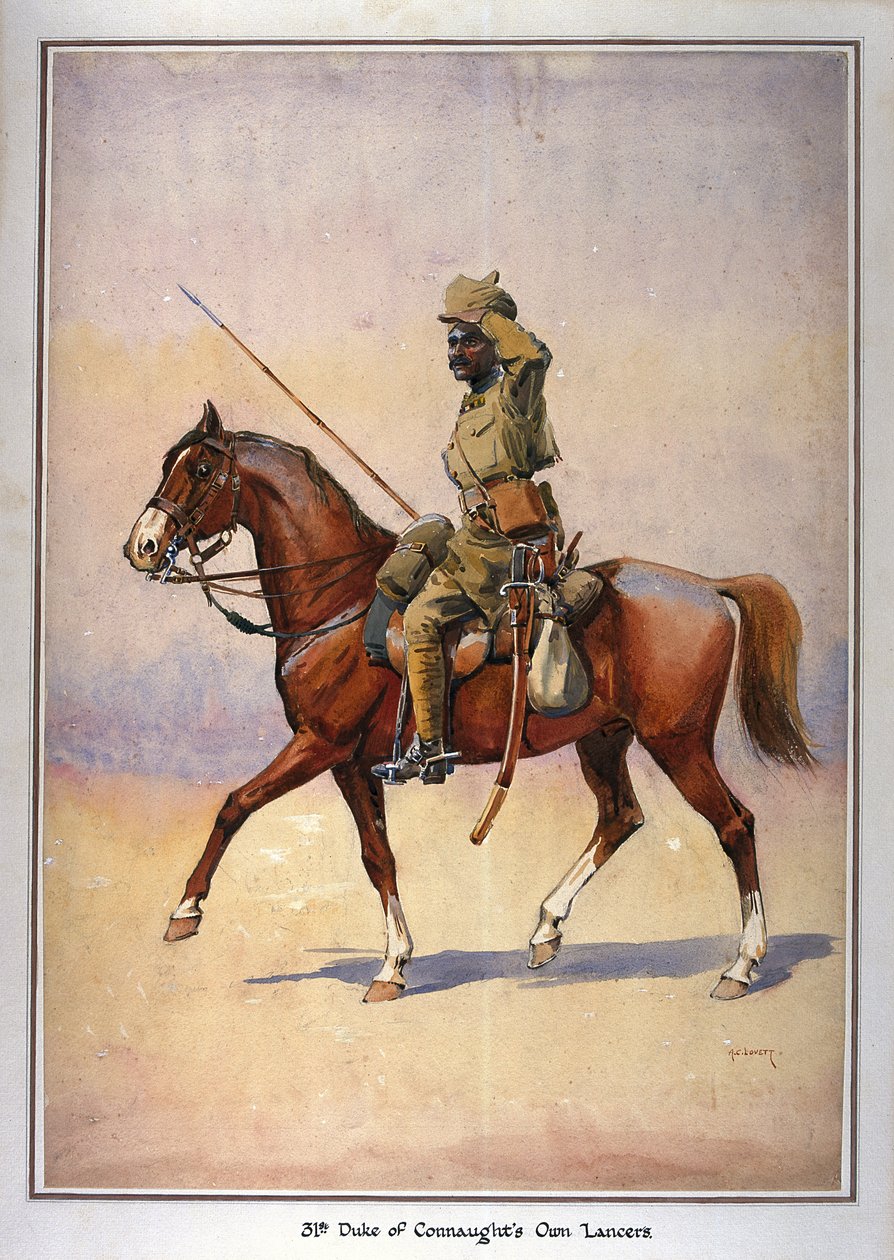 Soldado do 31º dono do Duque de Connaught, Daffadar, Dekhani Mahratta, ilustração de &39;Exércitos da Índia&39; pelo major GF Macmunn, publicado em 1911, 1910 de Alfred Crowdy Lovett