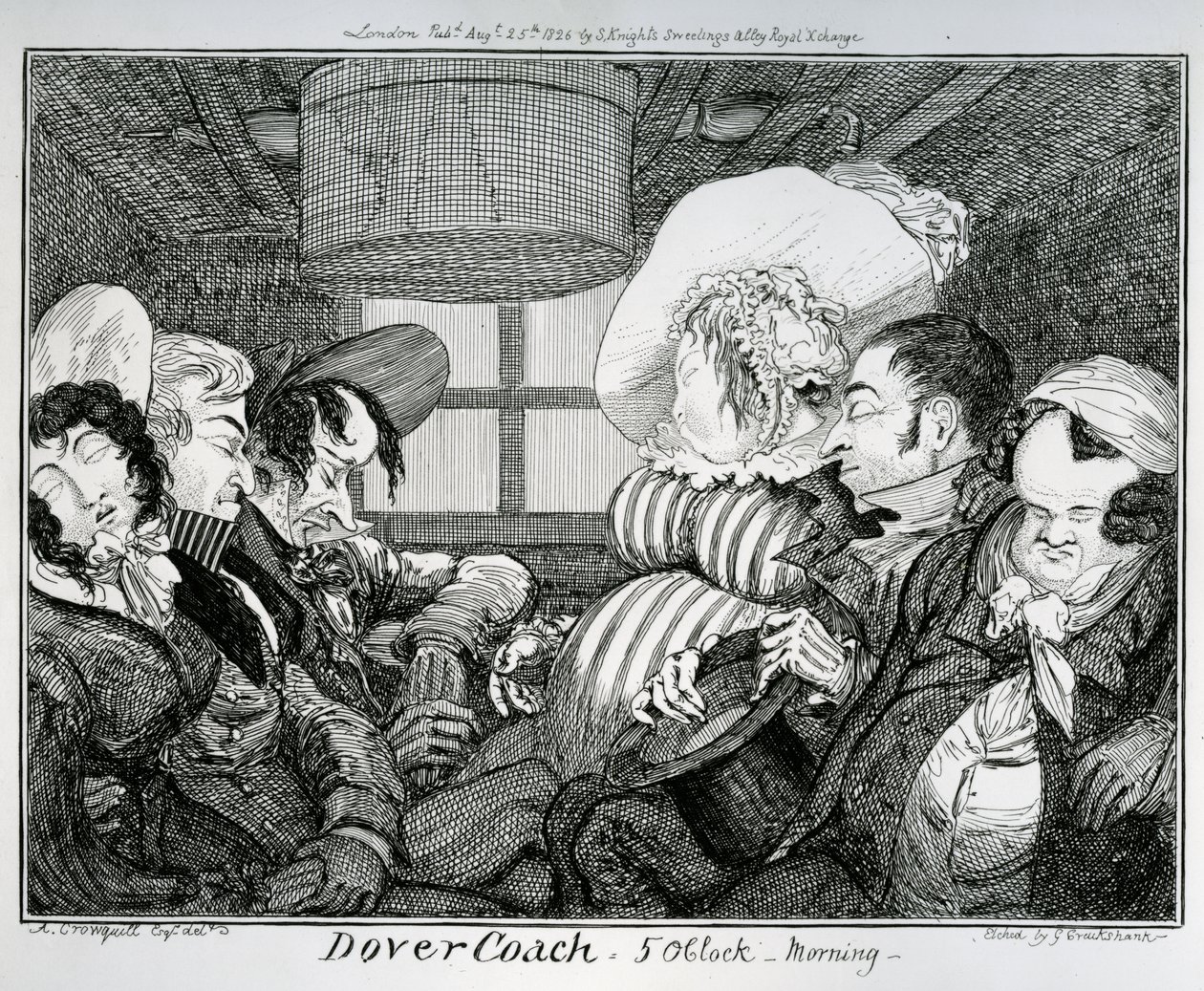 Dover Coach, 5 oclock morning, gravado por George Cruikshank, 1826 de Alfred Crowquill