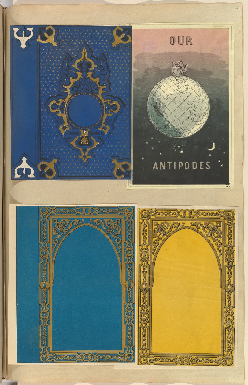 Quatro Capas de Livros Litografadas, Uma para Nossos Antípodas, 1845-70. de Alfred Crowquill