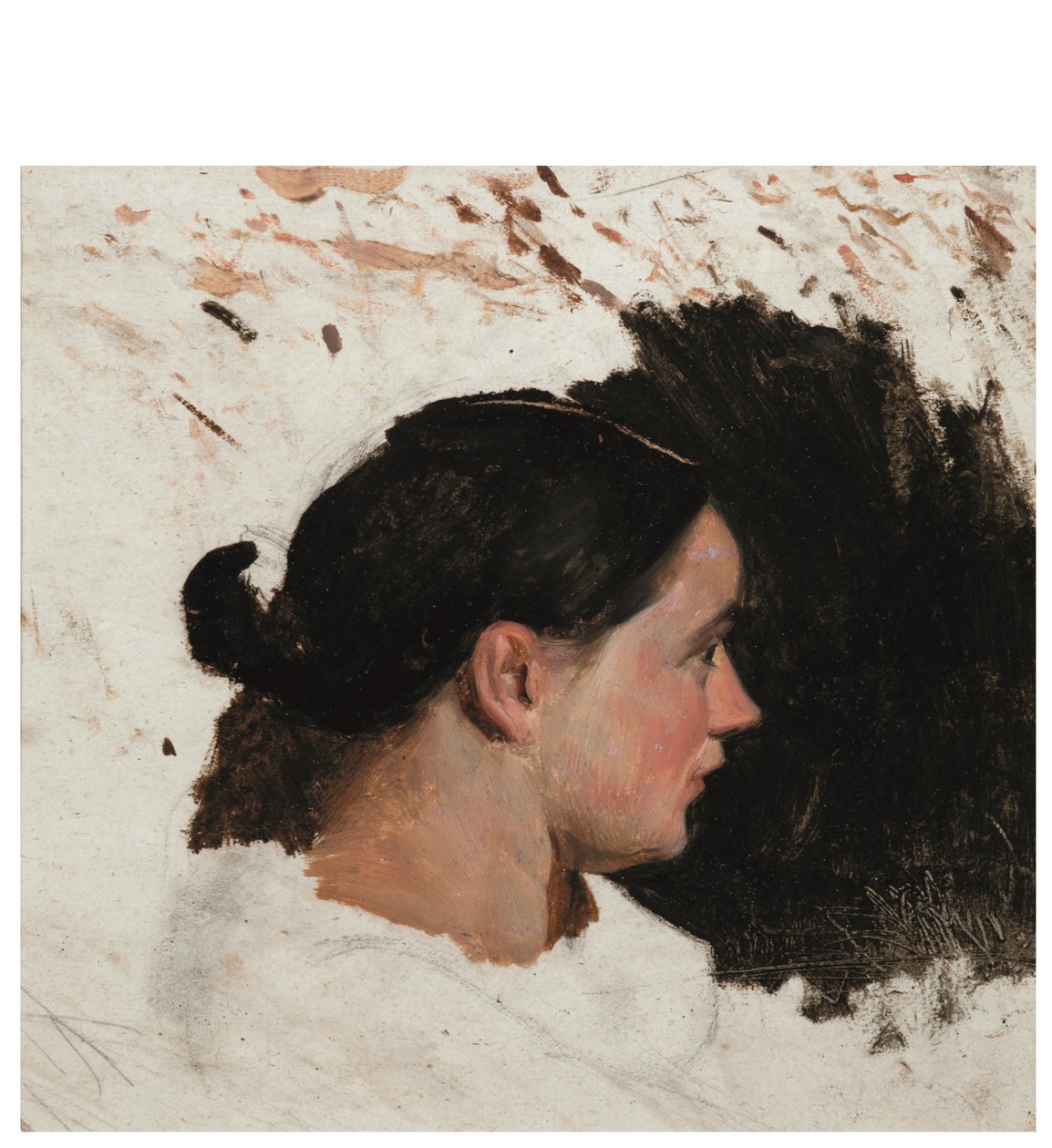 Retrato de uma rapariga (óleo sobre papel) de Alfred Dehodencq