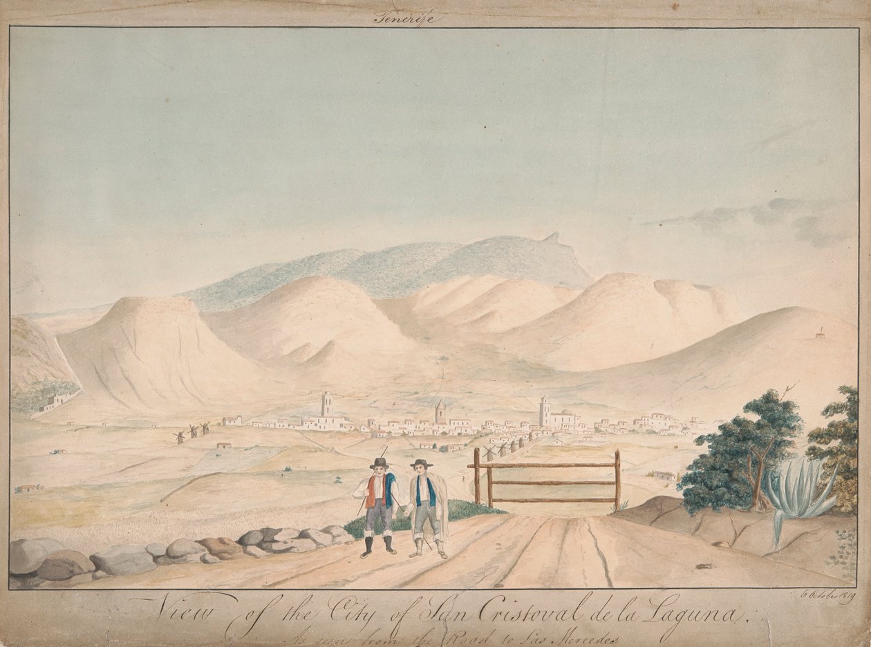 Vista da Cidade de San Cristoval de la Laguna na Vista da Estrada para Las Mercedes de Alfred Diston