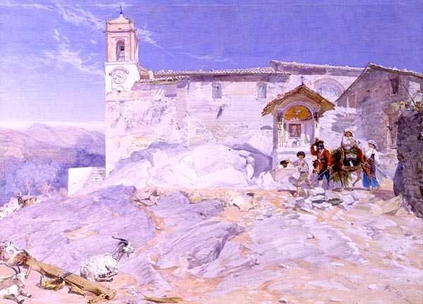 Sta Rocco, Olevano (aguarela sobre papel) de Alfred Downing Fripp