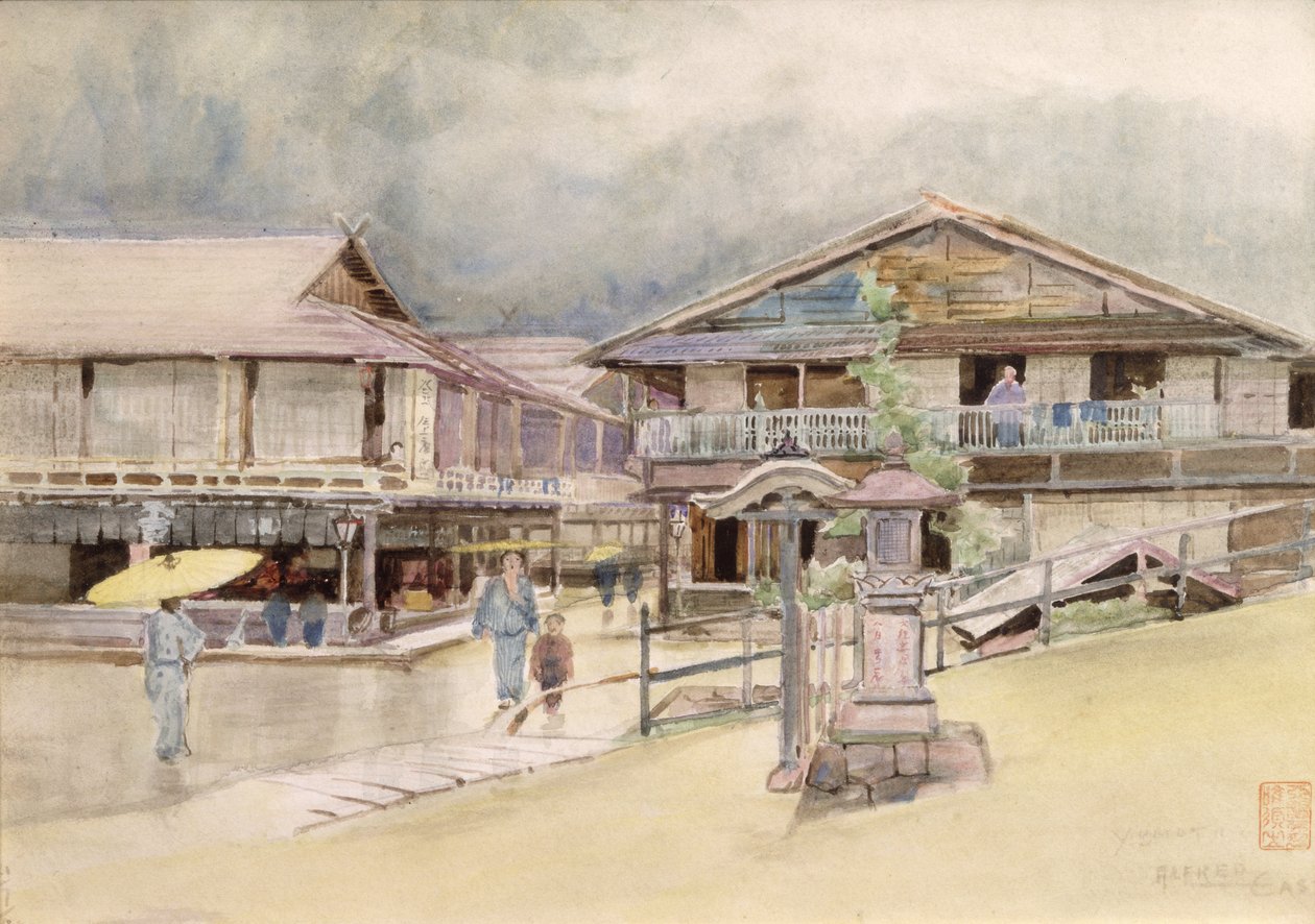 Dia chuvoso em Yumoto, 1889 de Alfred East