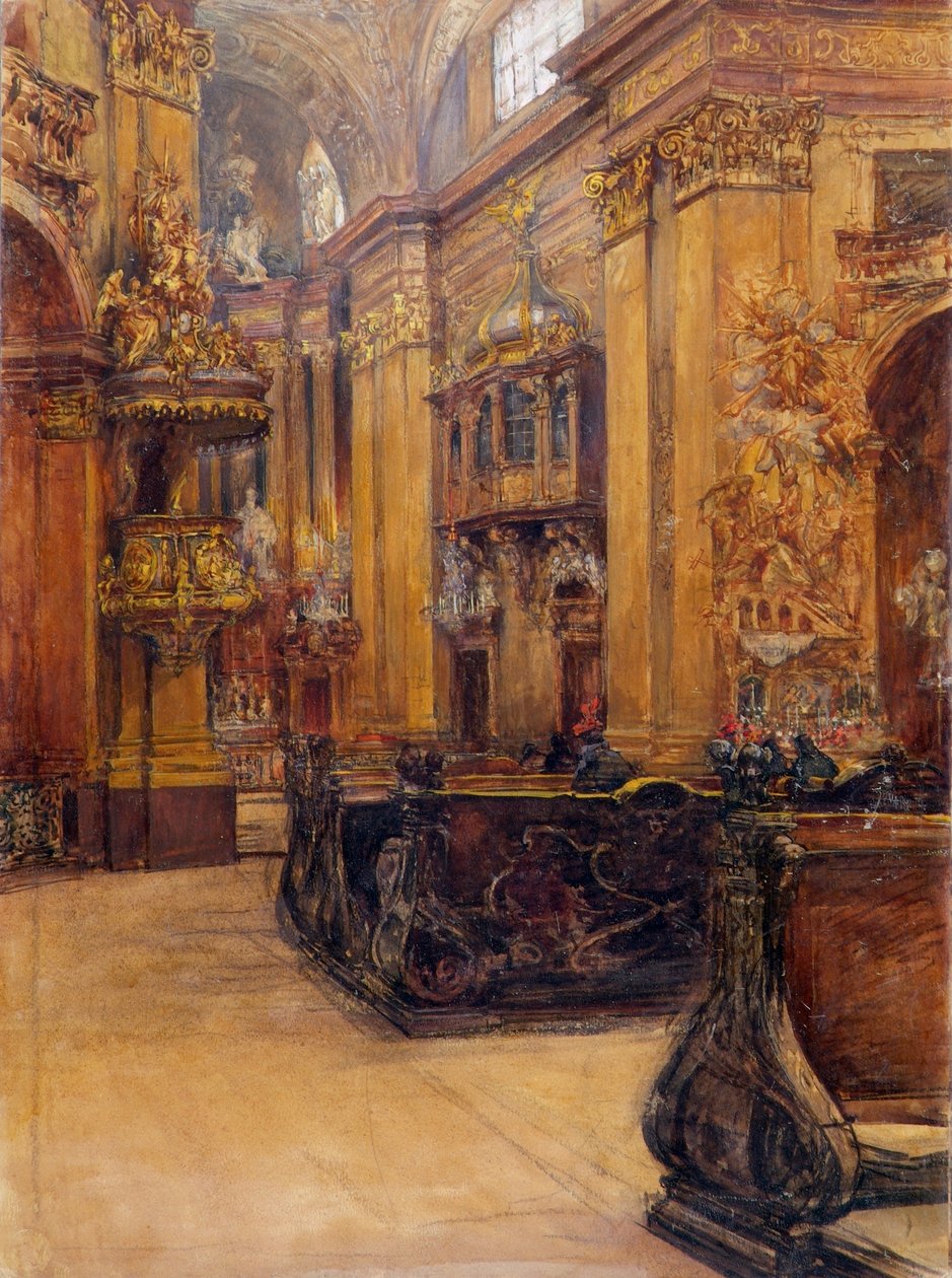 O interior da Igreja de São Pedro em Viena de Alfred Edler von Pflügl