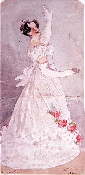Angelica Catalani (1780-1845) em Il Fanatico, 1824 (wc) de Alfred Edward Chalon