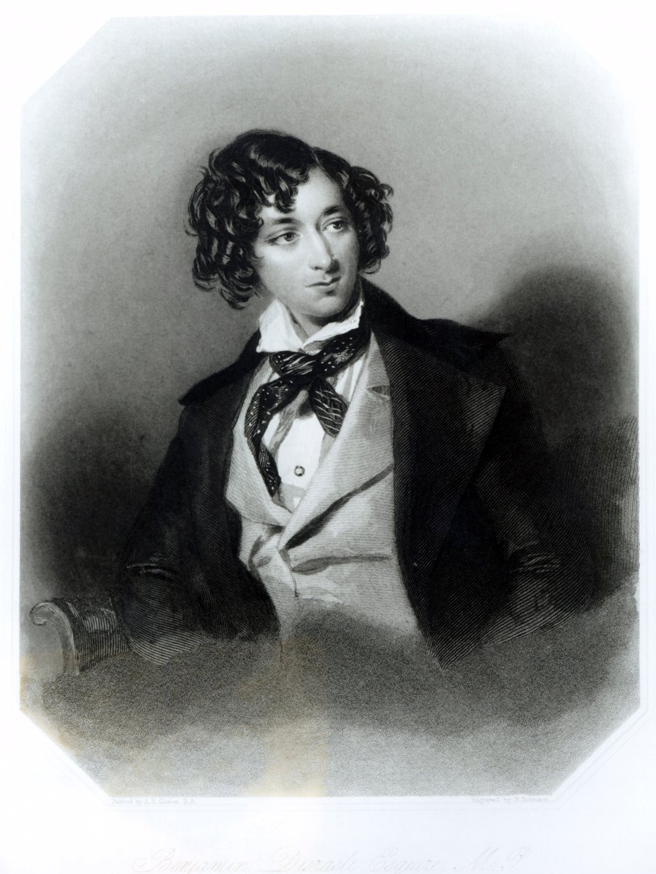 Retrato de Benjamin Disraeli Esquire (1804-81) MP, gravado por H. Robinson, c.1840 de Alfred Edward Chalon