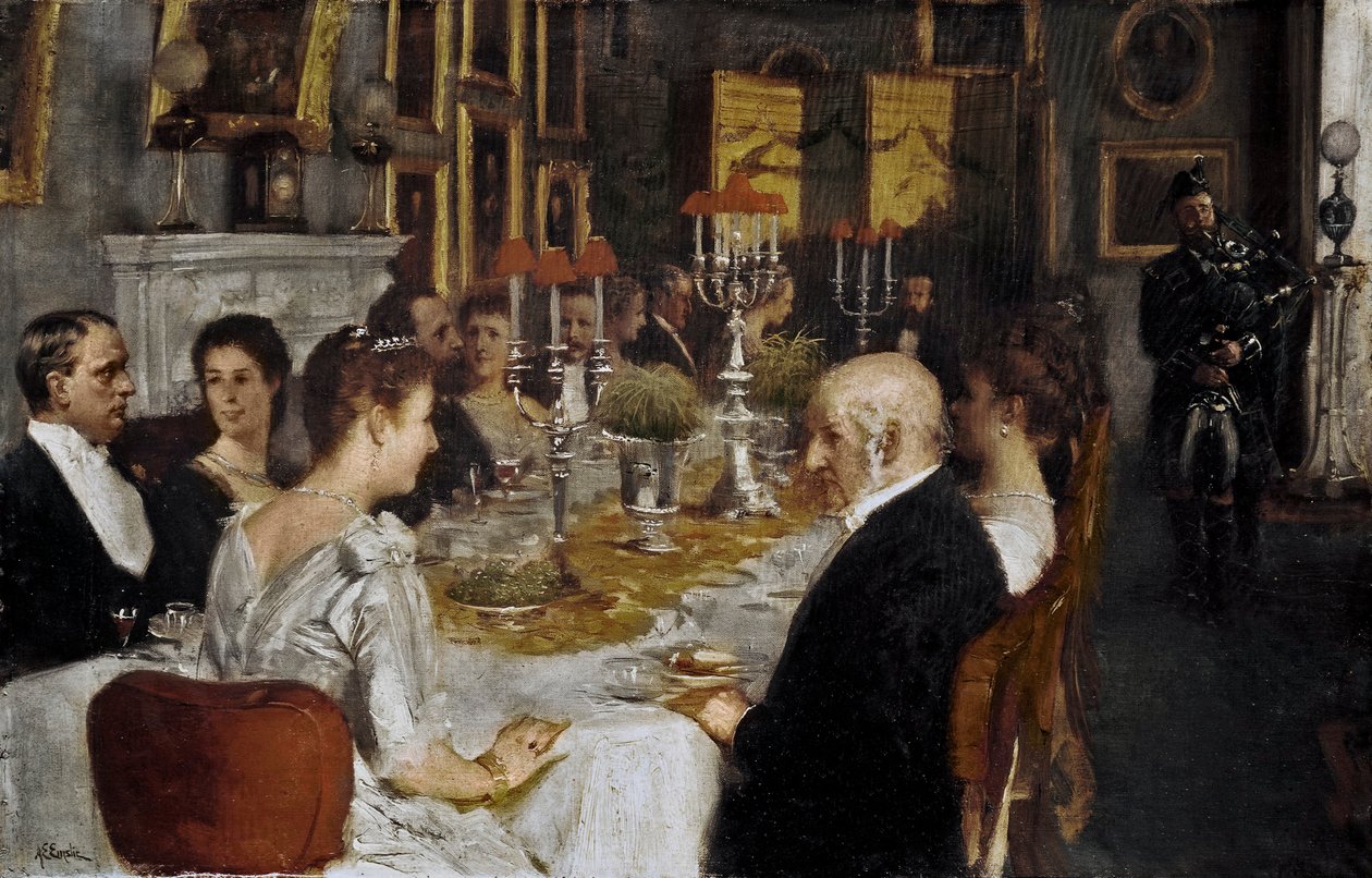 Jantar na Casa Haddo de Alfred Edward Emslie