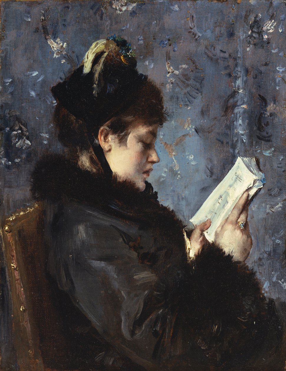 Um retrato de Madame Brizat da Comedie Française (óleo sobre tela) de Alfred Emile Stevens