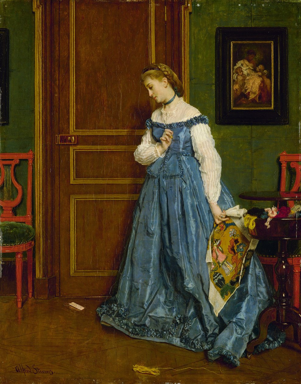 Hesitação, possivelmente Madame Monteaux, c.1867 de Alfred Emile Stevens