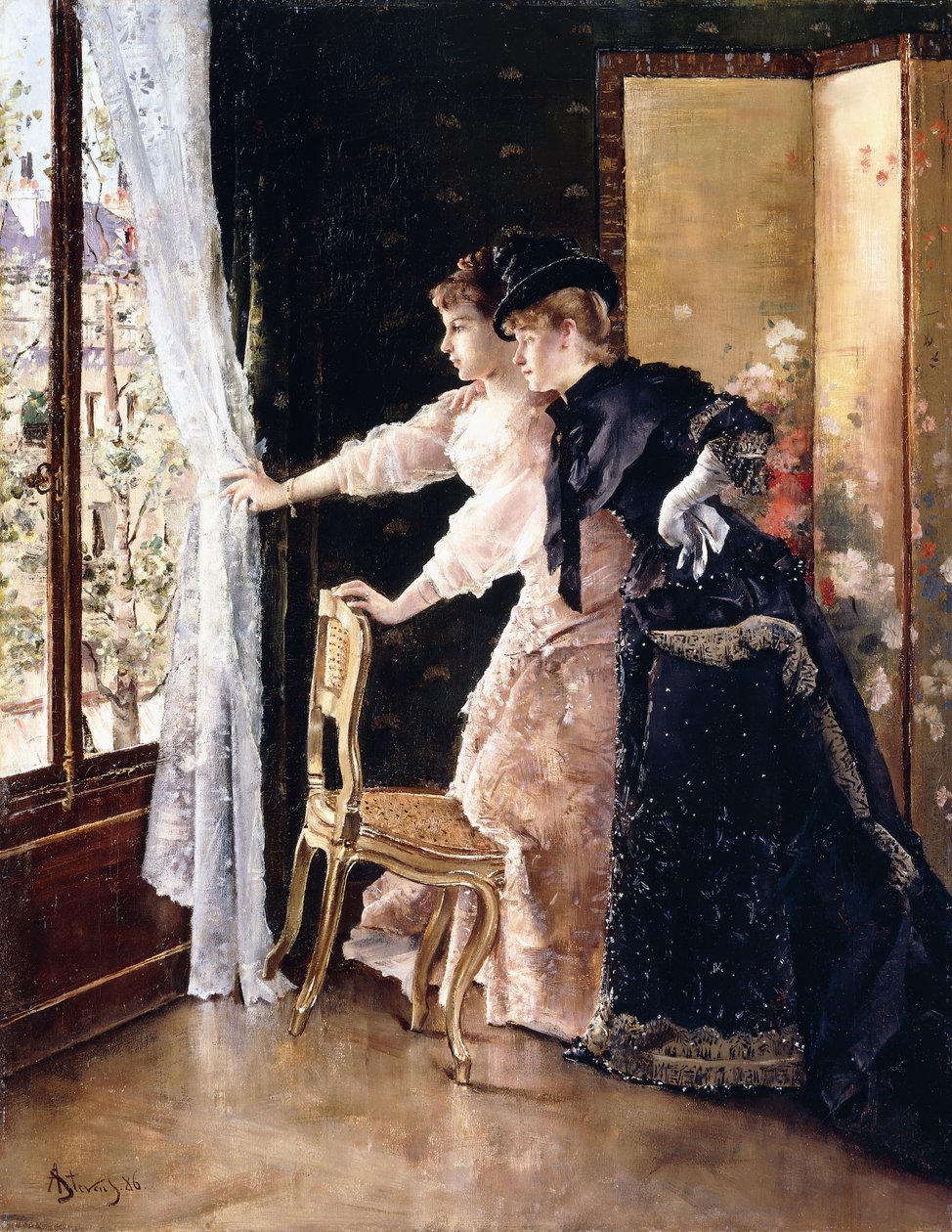 Observando o noivo passar, 1886 de Alfred Emile Stevens