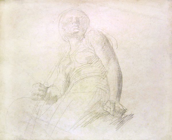 Estudo de uma figura, c.1850 (lápis sobre papel) de Alfred George Stevens