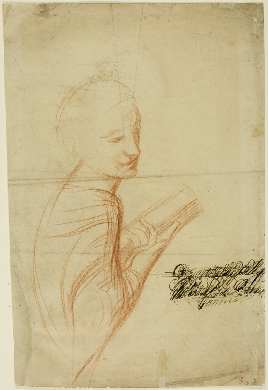 Mulher com livro (frente); esboços de figuras masculinas (verso) de Alfred George Stevens