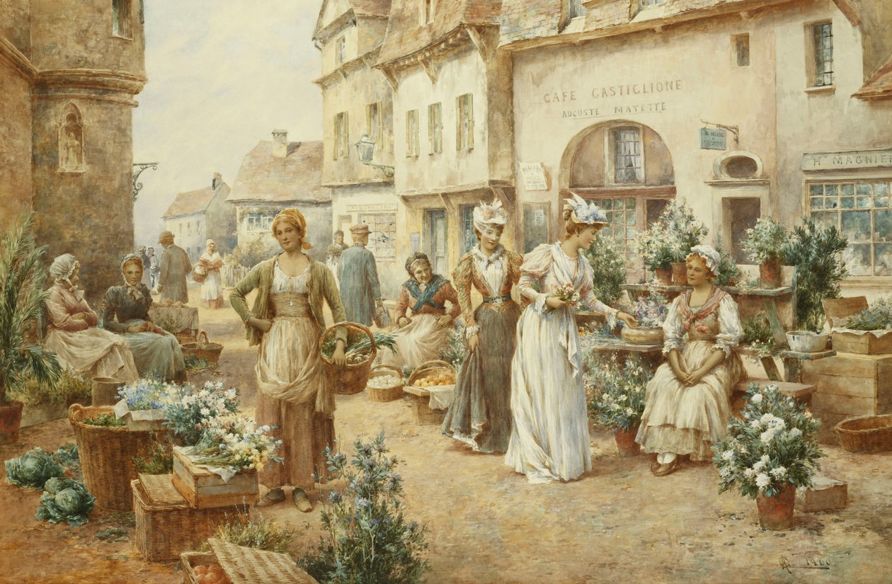 Um mercado de flores, França, 1900 de Alfred Glendening