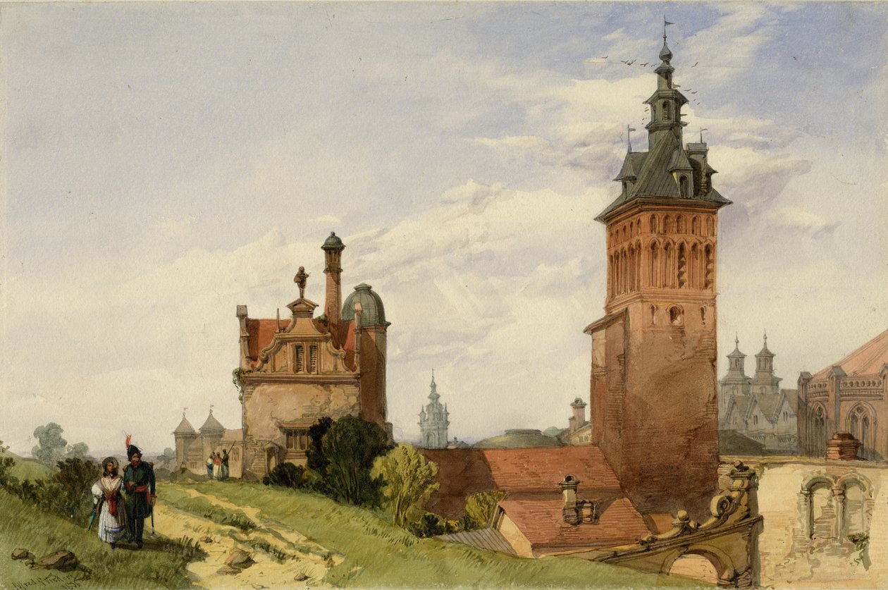 Uma vista perto de Moscou, 1836 (wc no papel) de Alfred Gomersal Vickers