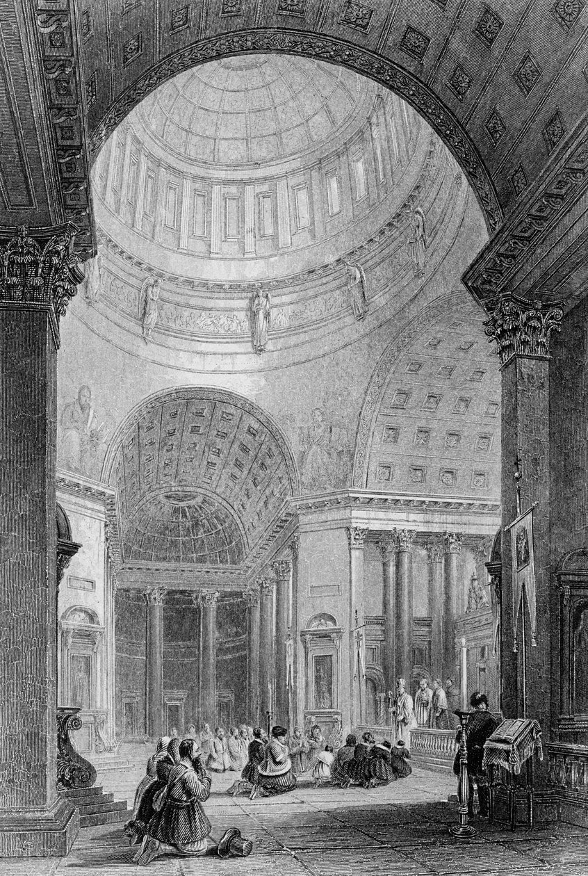 Interior da Igreja Kazan, gravada por T. Higham de Alfred Gomersal Vickers