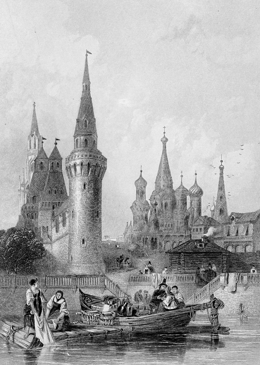 A Igreja de Vasili Blagennoi, Moscou, gravada por JH Kernot, c.1844 de Alfred Gomersal Vickers
