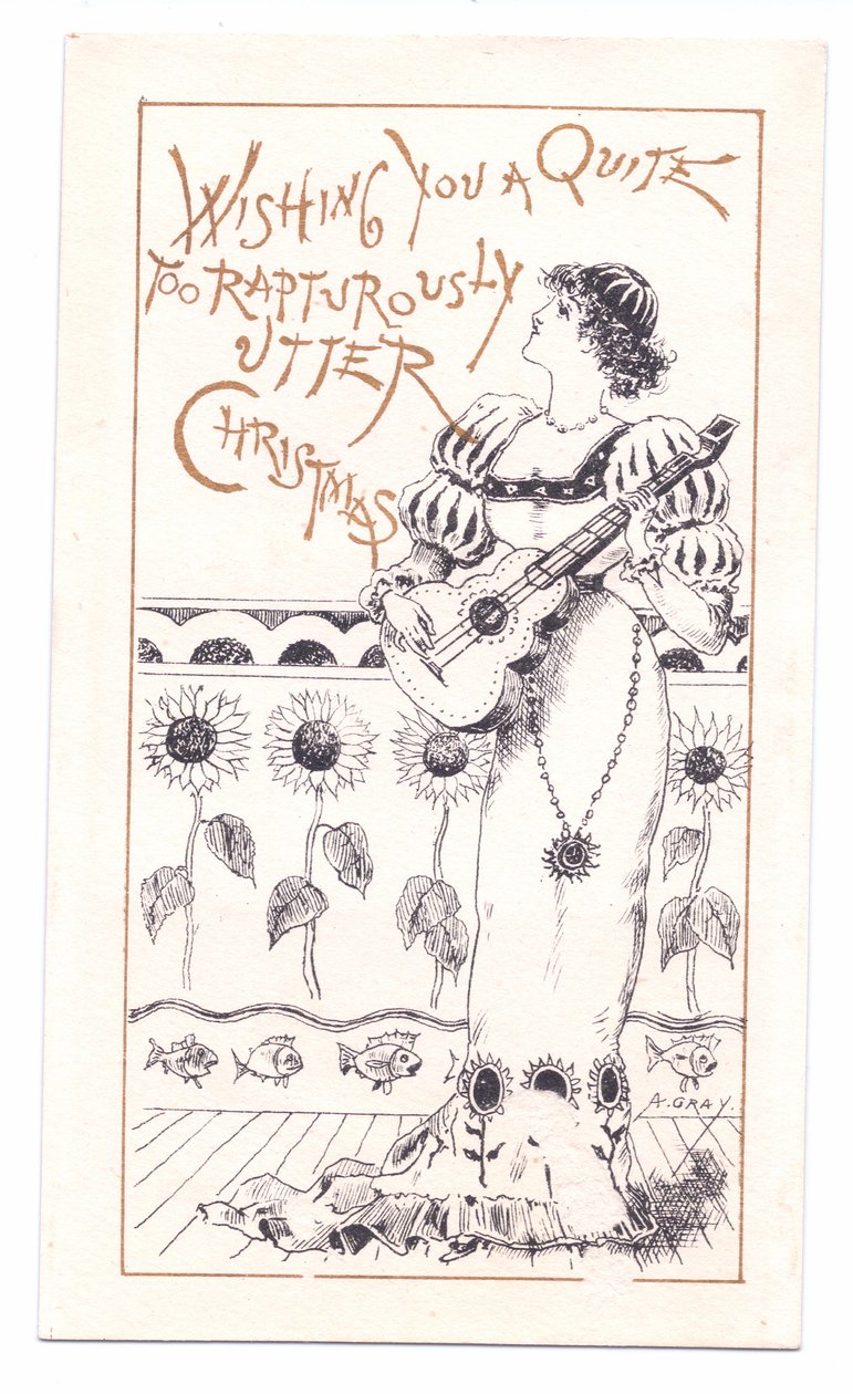 Cartão vitoriano de um estético tocando um violino, c.1881 (monocromático) de Alfred Gray