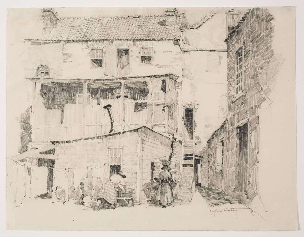 Manhã de segunda-feira em Charlestown, c.1877-1922 (lápis) de Alfred Heber Hutty