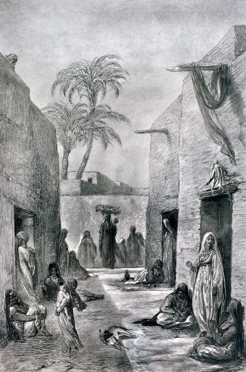 Uma rua de Almees egípcias dançarinas, Egito, 1872 de Alfred Henri Darjou