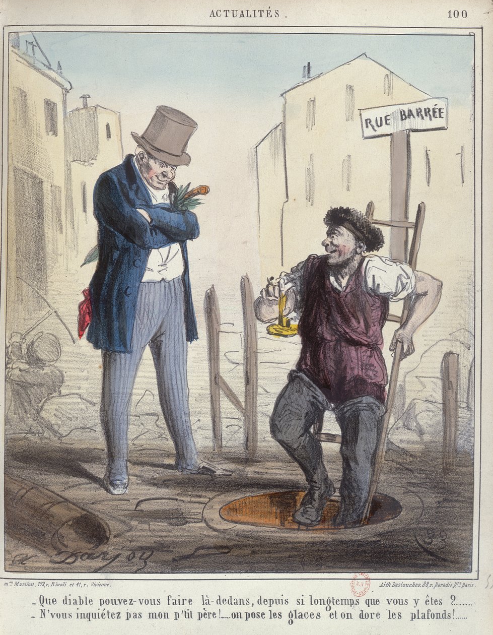 Trabalhador de esgoto de Paris, meados do século XIX de Alfred Henri Darjou