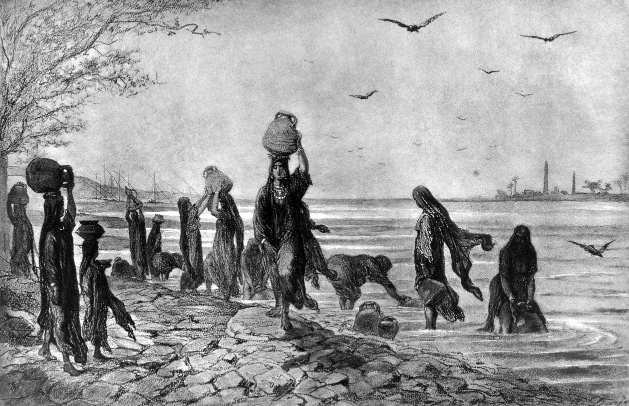 Mulheres fellahs à beira do Nilo, 1872 de Alfred Henri Darjou