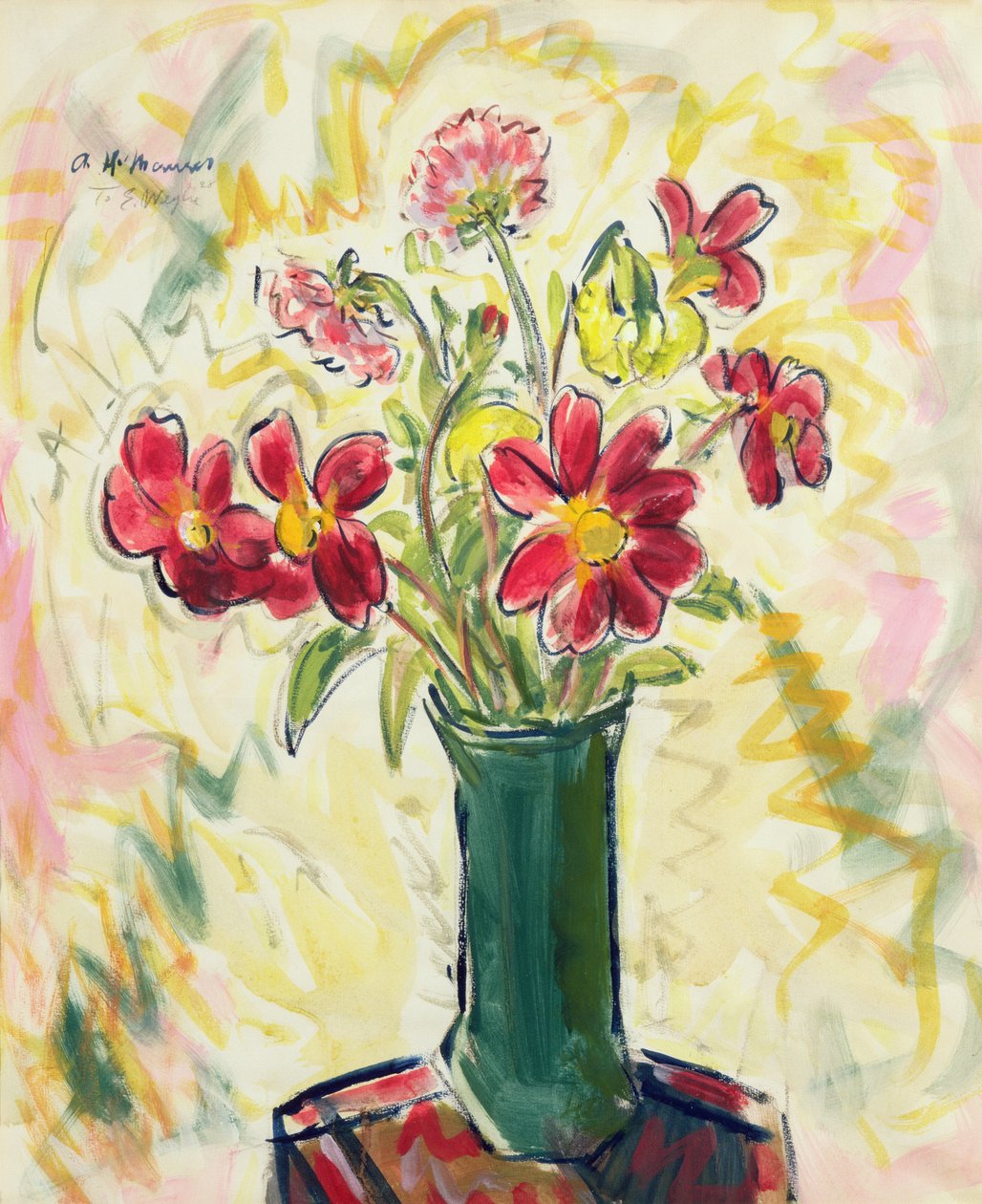 Flores num vaso verde de Alfred Henry Maurer
