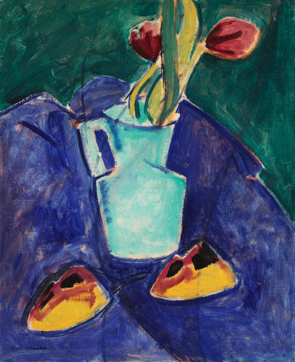 Tulipas num vaso verde de Alfred Henry Maurer