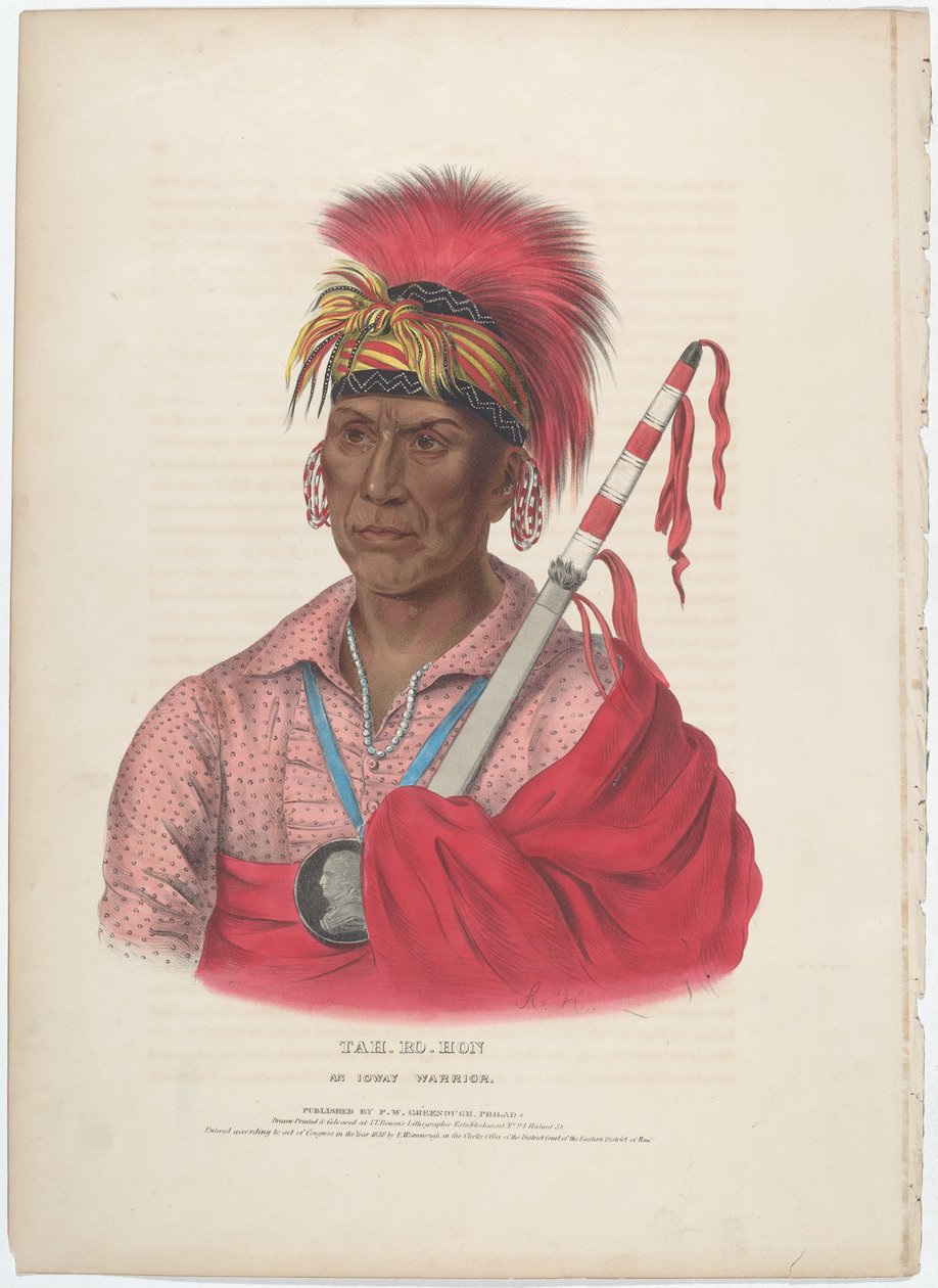 Tah-Ro-Hon, um guerreiro de Iowa de Alfred Hoffy, after Charles Bird King