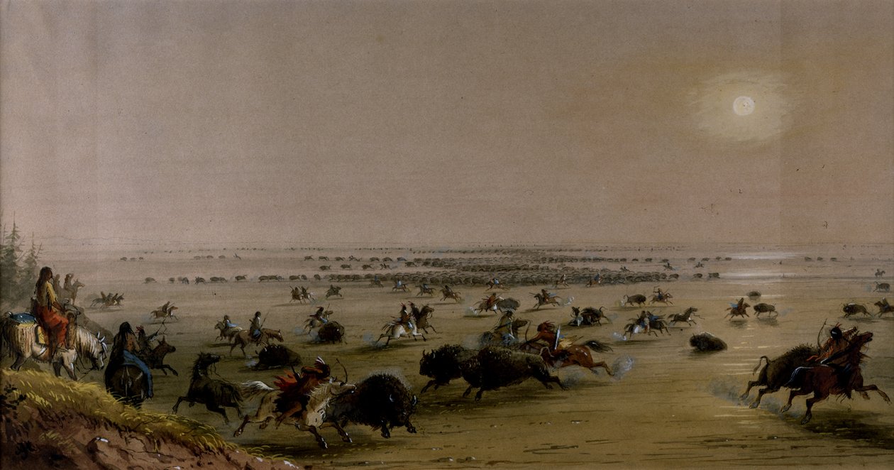 Um «cerco» a Buffalo por parte dos índios de Alfred Jacob Miller