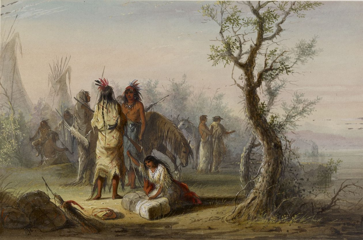 Um acampamento indígena de Alfred Jacob Miller