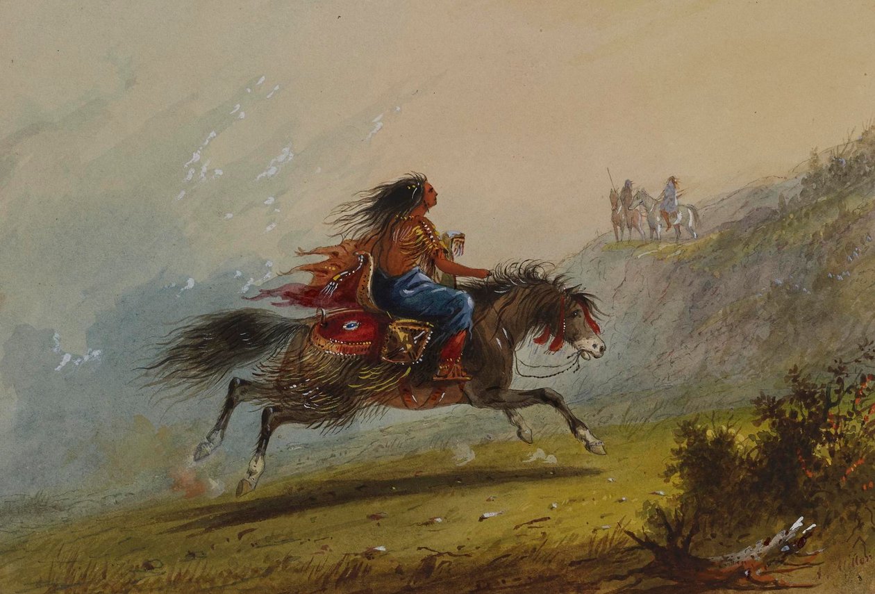 Uma rapariga índia (sioux) a cavalo de Alfred Jacob Miller