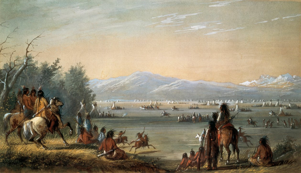 Uma aldeia indígena. Trabalho de Alfred Jacob Miller (1810-1874) de Alfred Jacob Miller