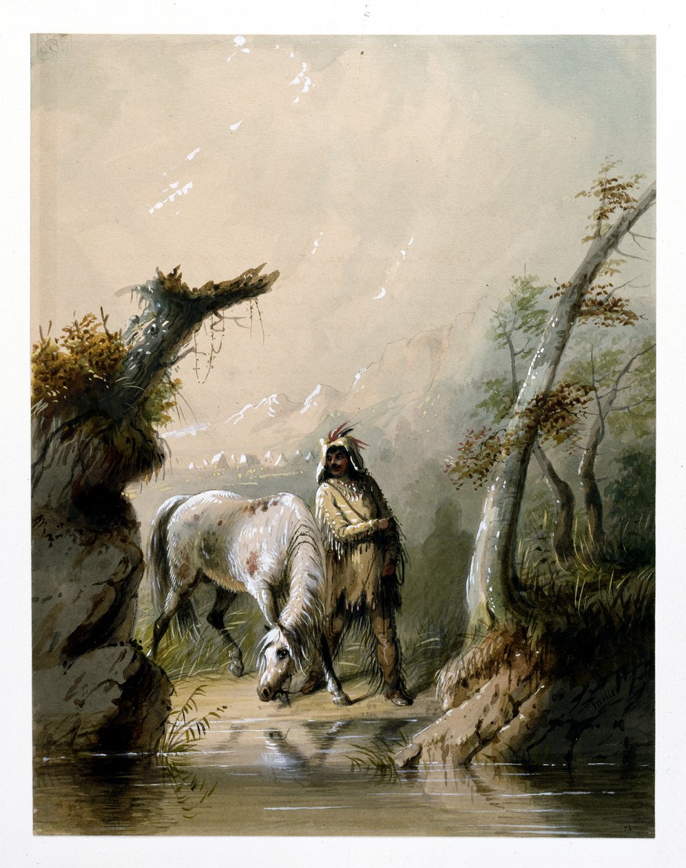 Auguste e o seu cavalo de Alfred Jacob Miller
