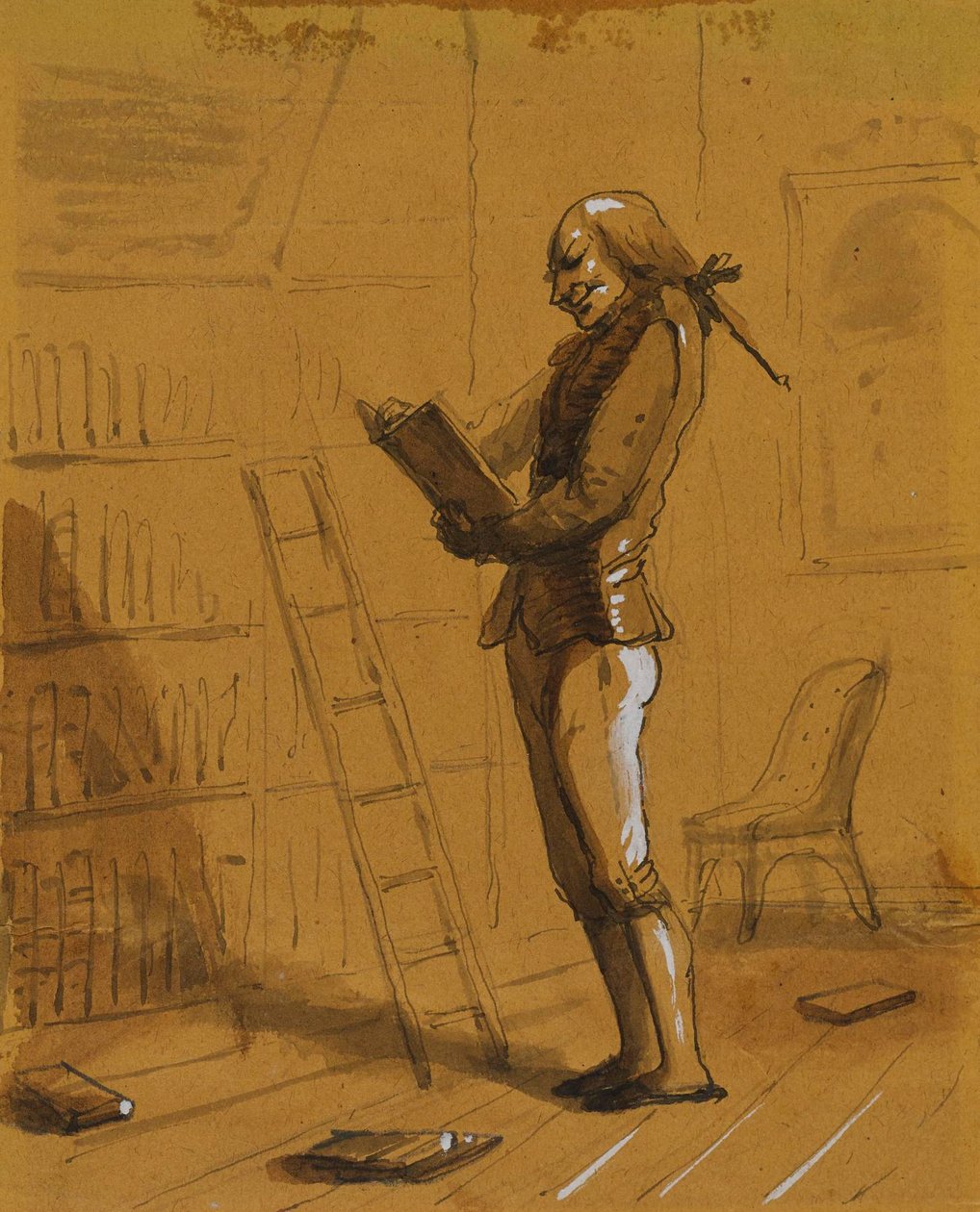 Bibliómano com um «Elzivir» na mão! de Alfred Jacob Miller