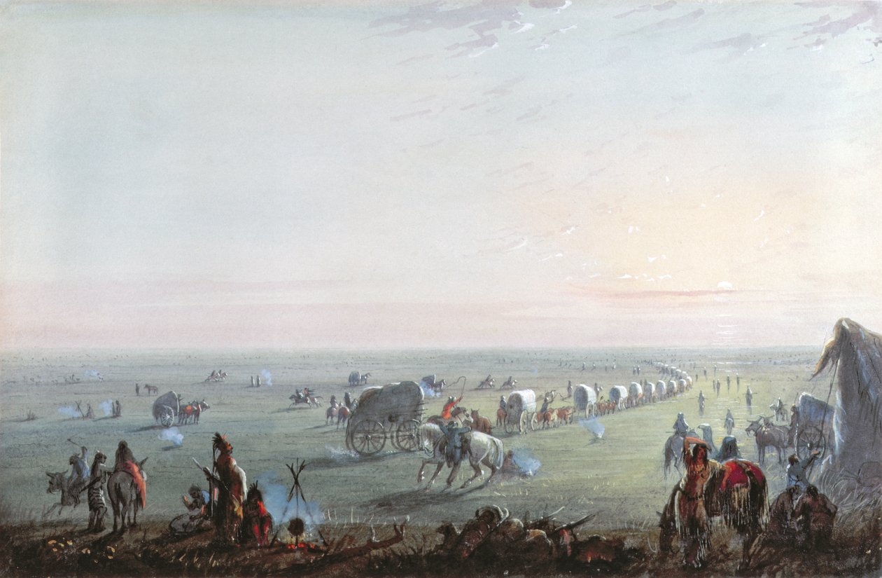 Breaking Up Camp ao nascer do sol, 1837 de Alfred Jacob Miller