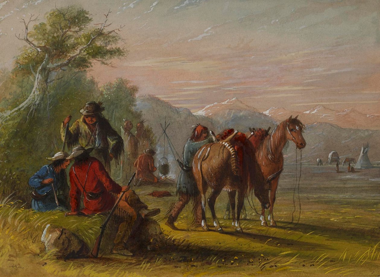 Acampamento a receber um fornecimento de carne de Alfred Jacob Miller