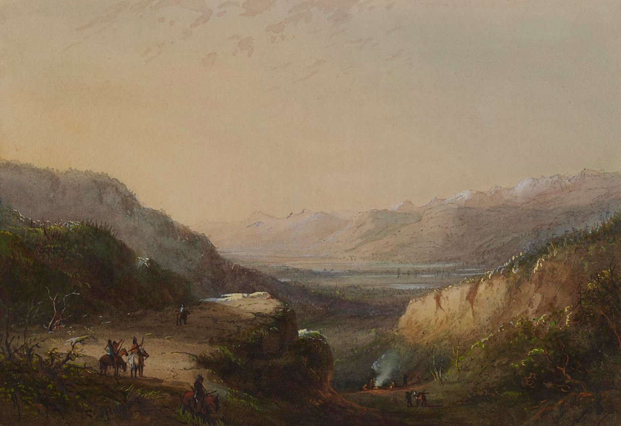 Vista distante do lago (Montanha dos Ventos) de Alfred Jacob Miller
