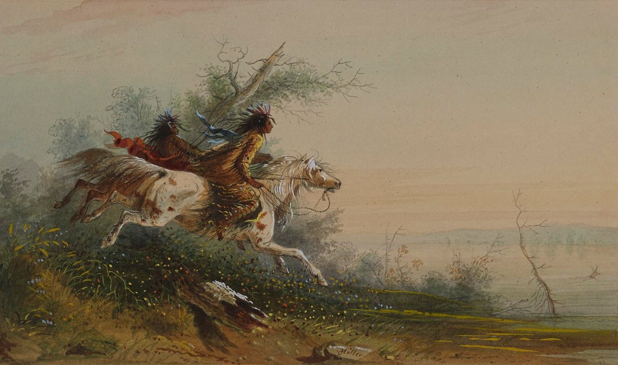 Alce a nadar no Platte de Alfred Jacob Miller