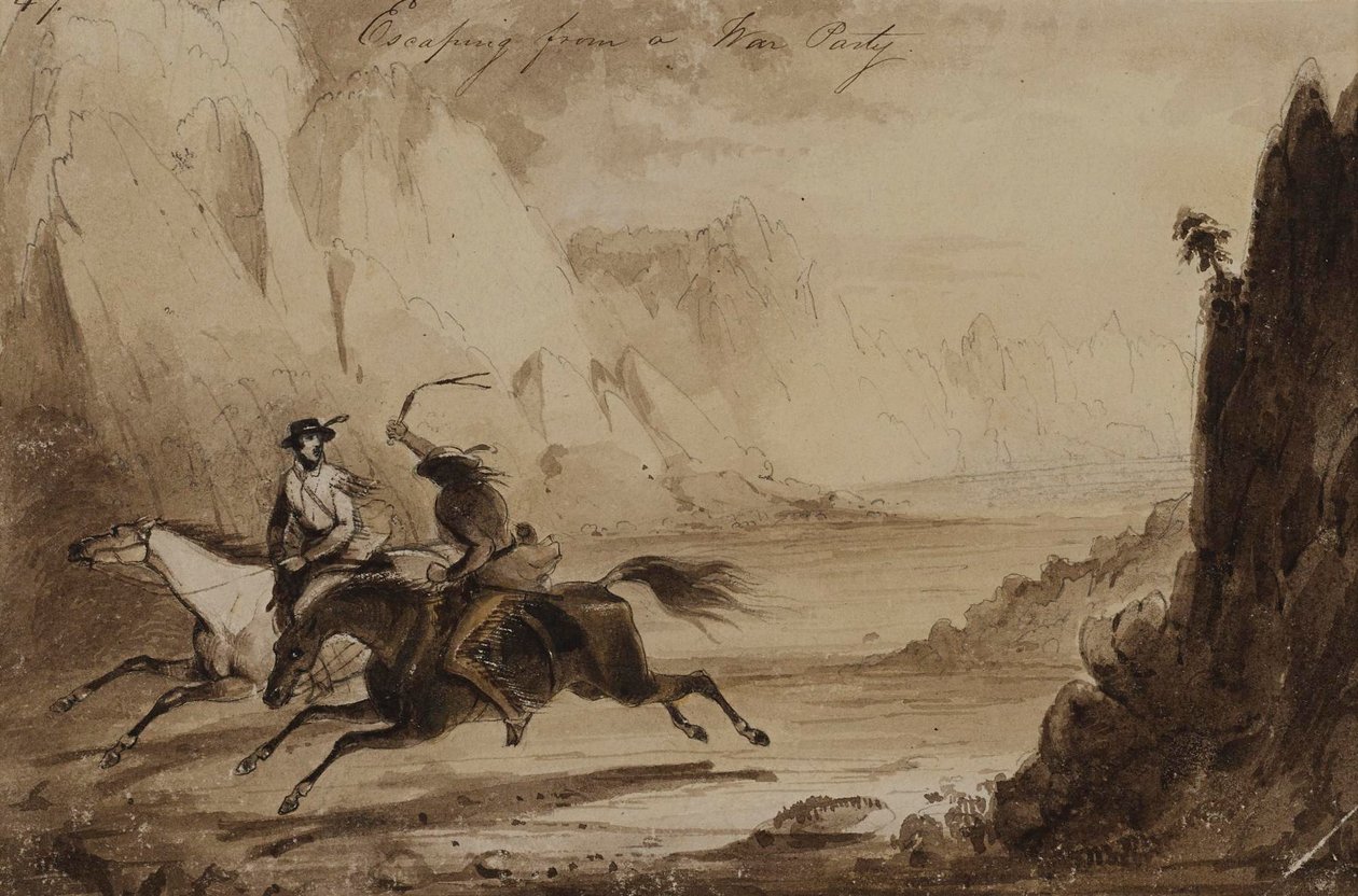 Fugir de um grupo belicoso de Alfred Jacob Miller
