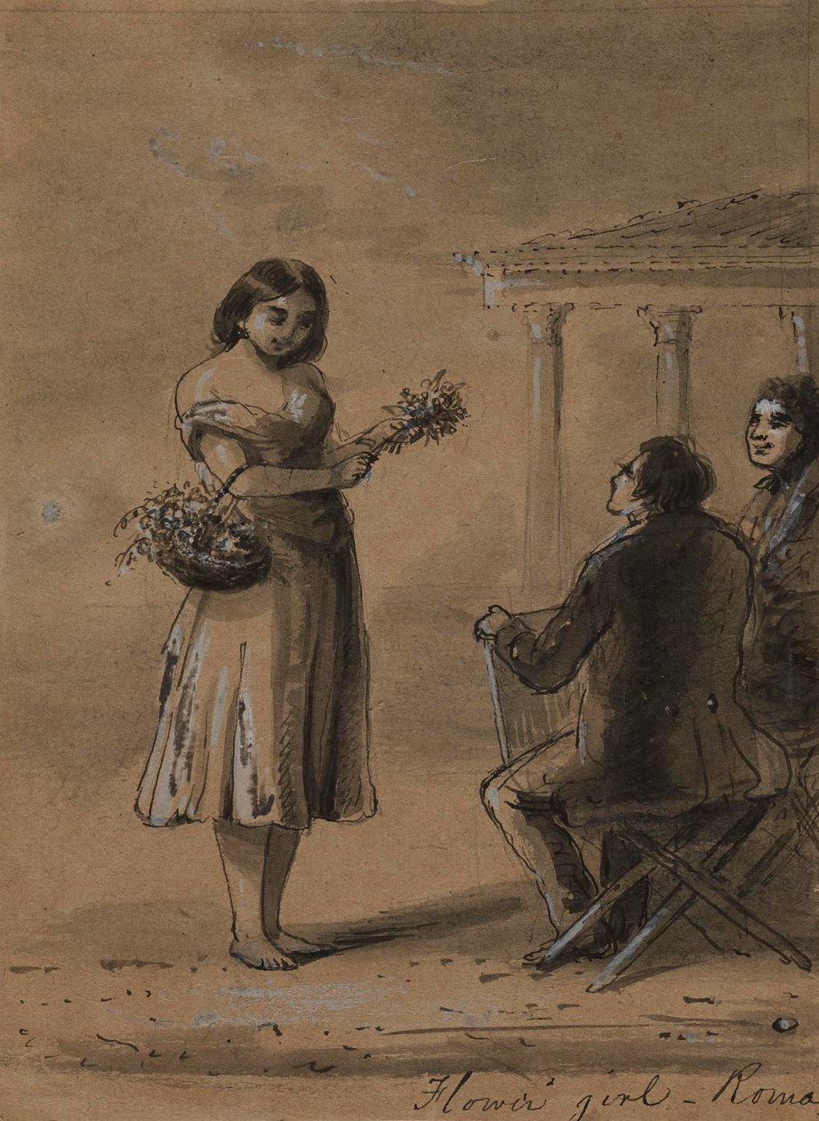 Rapariga a vender flores de Alfred Jacob Miller