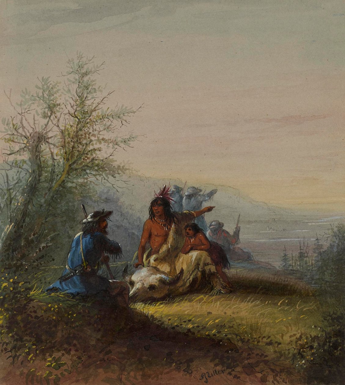 Grupo de um montanhês e de um índio do Kansas de Alfred Jacob Miller