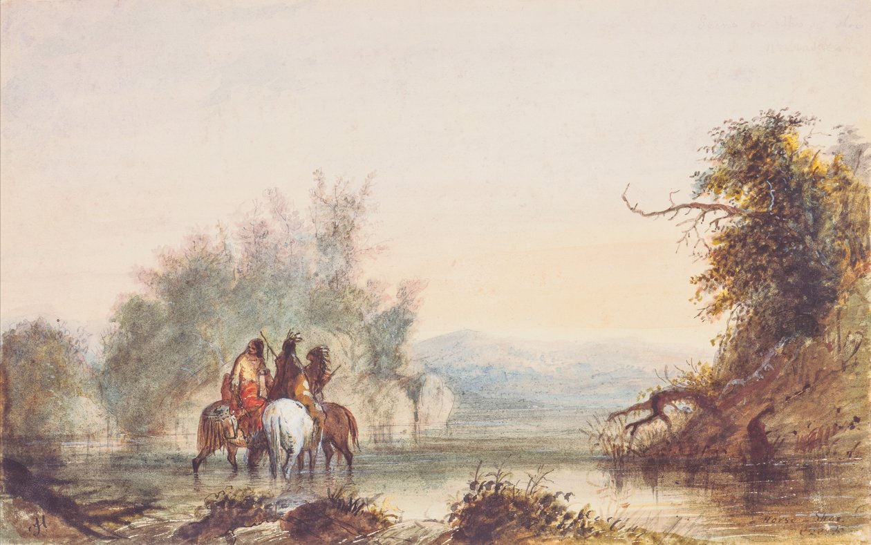 Horse-Shoe Creek, c.1837 (lápis, aguarela e guache sobre papel) de Alfred Jacob Miller