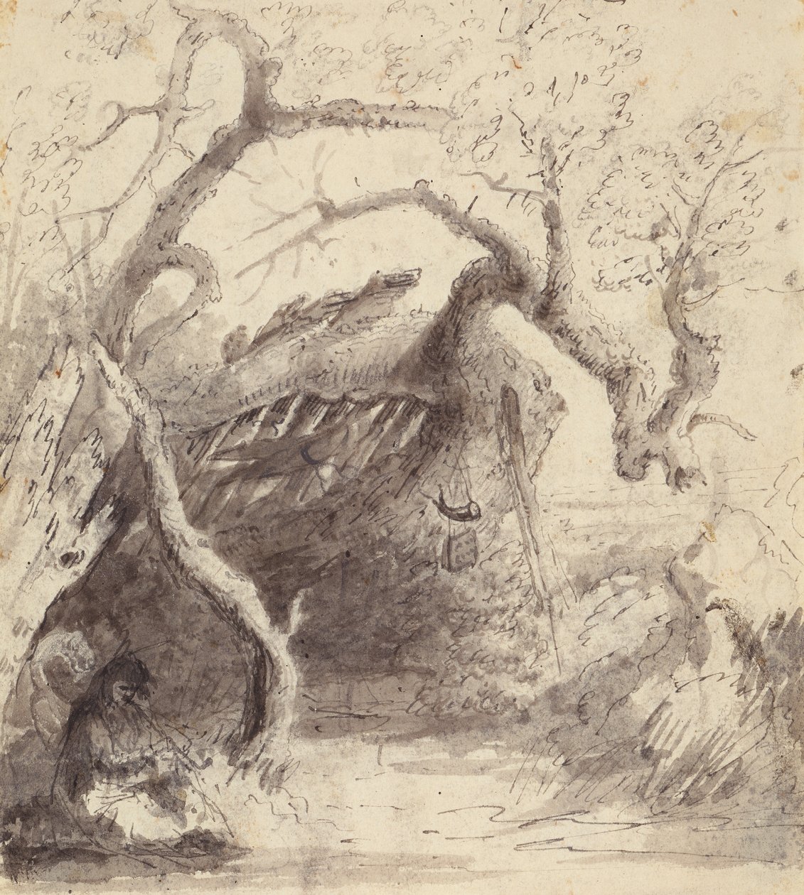 Cabana indiana na Platte, c.1837 (caneta e tinta e aguada sobre papel) de Alfred Jacob Miller
